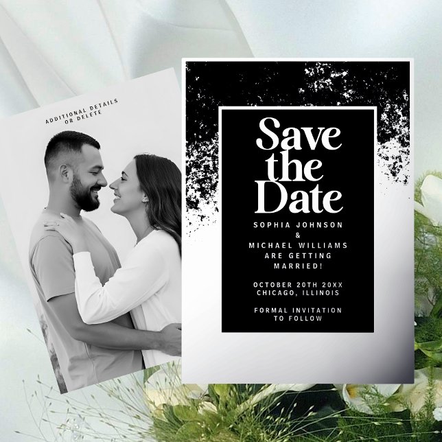 Elegant Save the Date Template Photo Silver Foil (Creator Uploaded)
