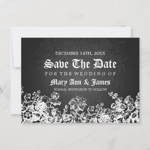 Elegant Save The Date Victorian Flourish Black