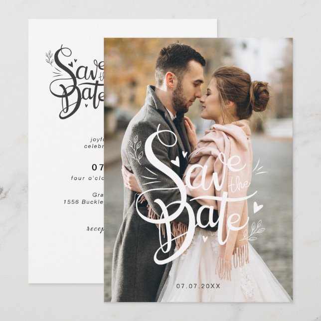 Elegant Save the Date Wedding Invite (Front/Back)