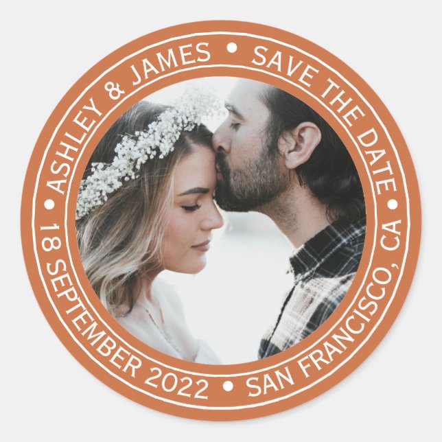 Elegant Save the Date Wedding Photo Envelope Seal  (Front)