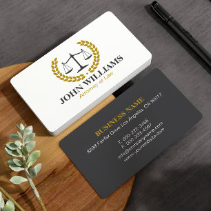 Elegant Scales of Justice Laurel Wreath Attorney Business Card