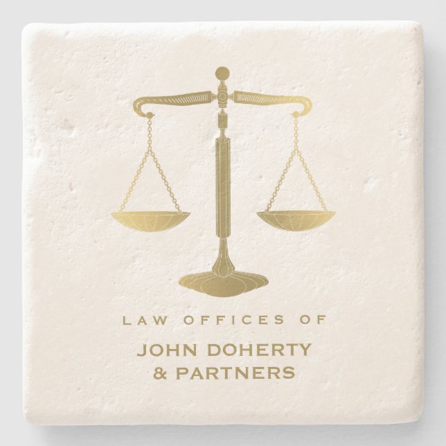 Elegant Scales of Justice | Law Gifts Stone Coaster (Front)
