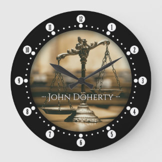 Elegant Scales of Justice | Lawyers Name Large Clock