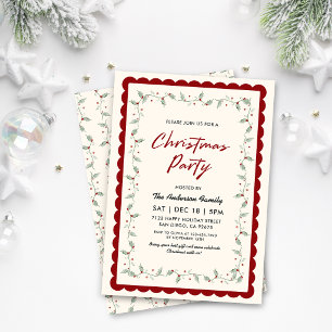 Elegant Scalloped Christmas Party Invitation