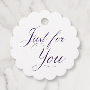 Elegant Scalloped Edge Purple Script Wedding  Favo Favour Tags