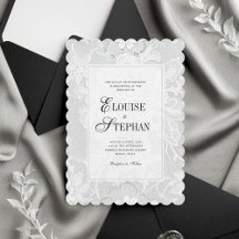 Elegant Scalloped Edge White Lace Wedding