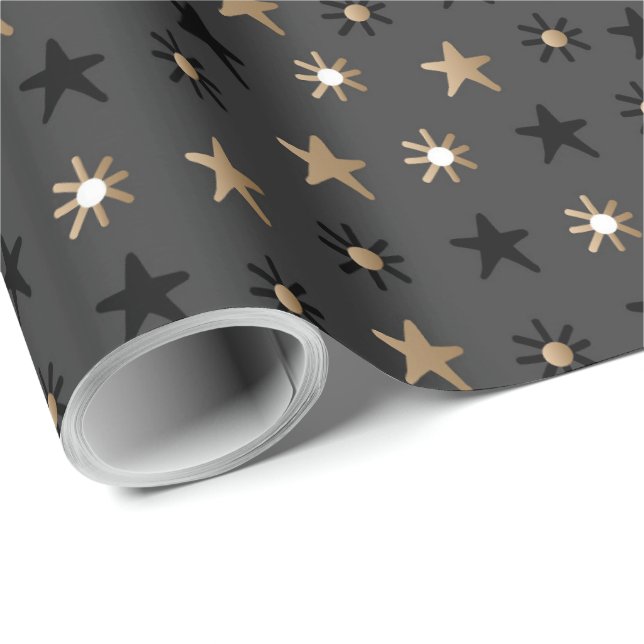 Elegant Scandi Christmas Gold & Black Wrapping  Wr Wrapping Paper (Roll Corner)