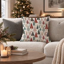 Elegant Scandinavian Christmas Pattern Throw Pillo