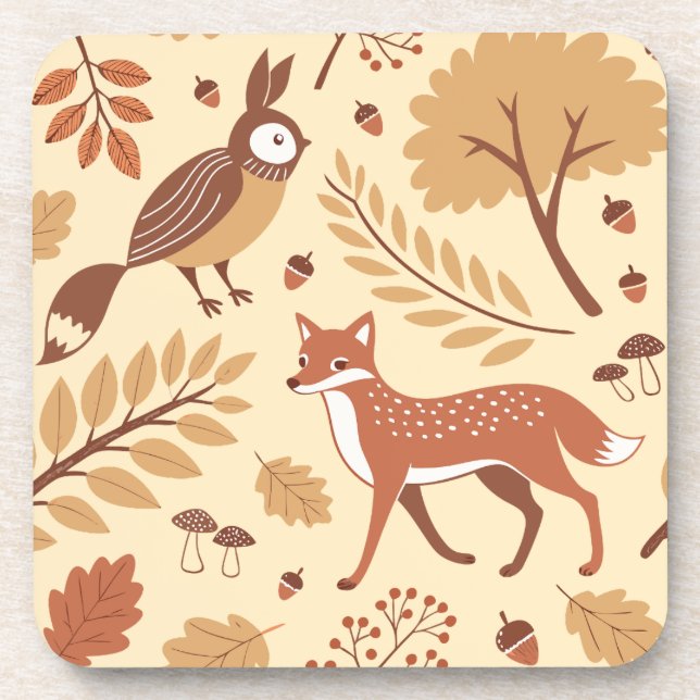 Elegant Scandinavian Fall Pattern Coaster (Front)