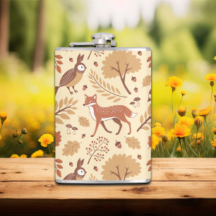 Elegant Scandinavian Fall Pattern Hip Flask