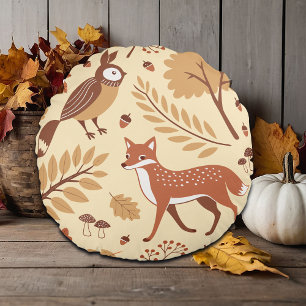 Elegant Scandinavian Fall Pattern Round Pillow