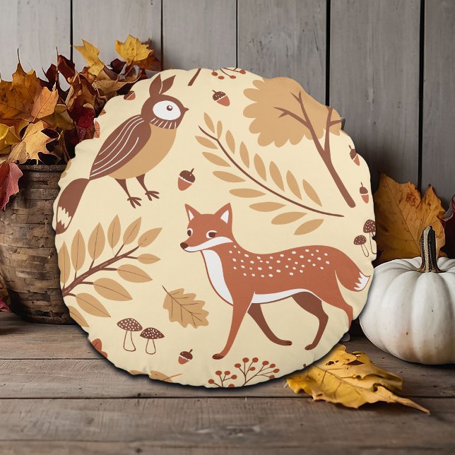 Elegant Scandinavian Fall Pattern Round Pillow (Creator Uploaded)