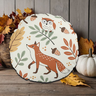 Elegant Scandinavian Fall Pattern Round Pillow