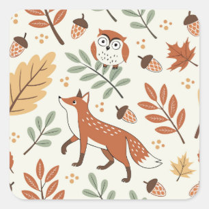 Elegant Scandinavian Fall Pattern Square Sticker