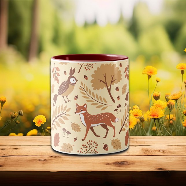 Elegant Scandinavian Fall Pattern Two-Tone Coffee Mug (Creator Uploaded)