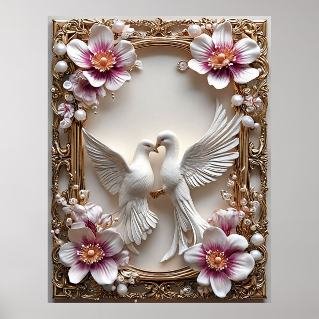 Elegant Scene of White Doves Poster (Front)