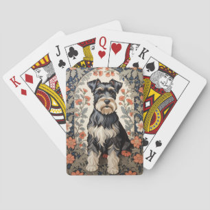 Elegant Schnauzer William Morris Inspired Floral Playing Cards