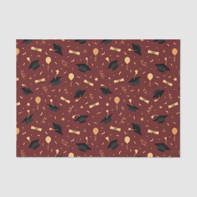 Elegant School Graduation Theme Burgundy  Tissue Paper (Front)