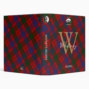 Elegant Scottish Ross Tartan Monogram Name Recipe Binder