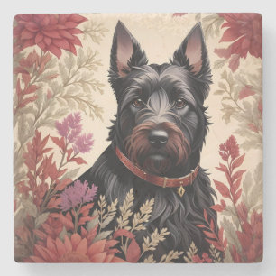 Elegant Scottish Terrier Dog Portrait Stone Coaster
