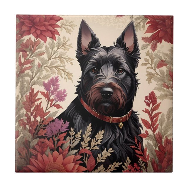 Elegant Scottish Terrier Dog Portrait  Tile (Front)