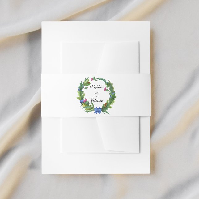 Elegant Scottish Thistle Floral Wedding Invitation Belly Band (Creator Uploaded)