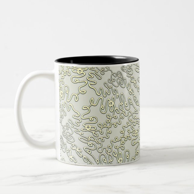 Elegant Scribble Pattern in Silver & Gold Two-Tone Coffee Mug (Left)