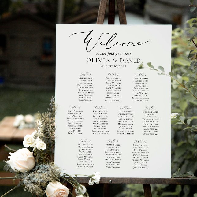 Elegant Script 10 Tables Welcome Seating Chart (Creator Uploaded)