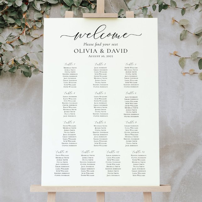 Élégant Script 13 Tables Bienvenue Tableau de sièg (Créateur téléchargé)