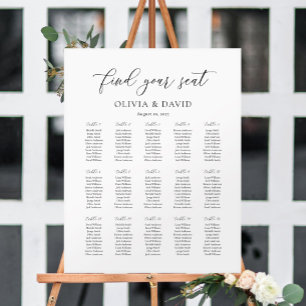 Elegant Script 15 table Seating Chart