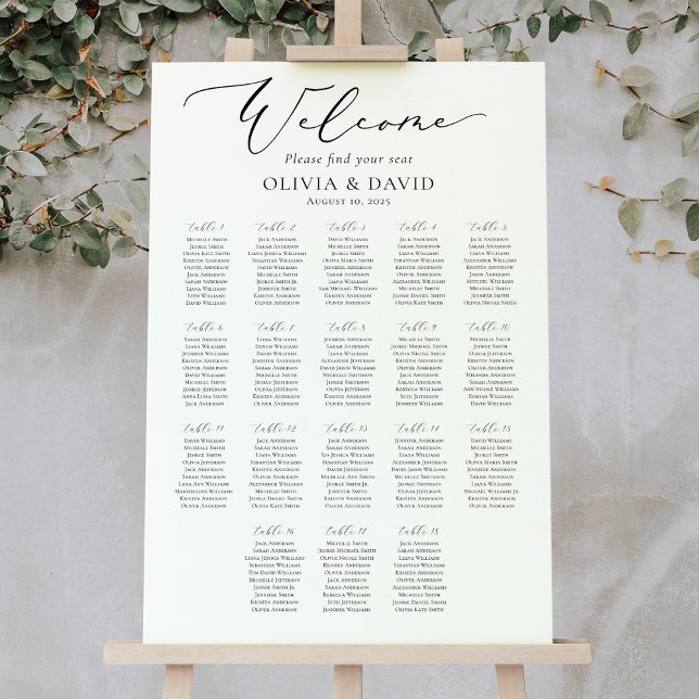Elegant Script 18 Tables Welcome Seating Chart (Creator Uploaded)
