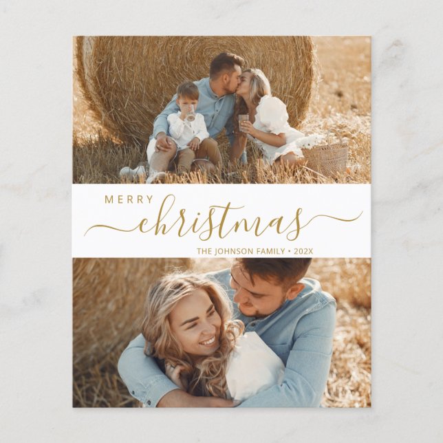 Elegant Script 2 Photo Collage Christmas Flyer (Front)
