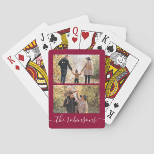 Elegant Script 2 Photo Collage Playing Cards