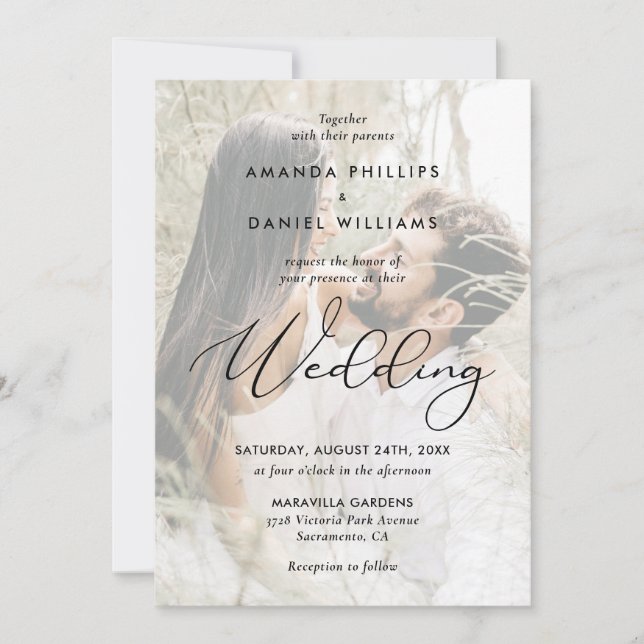 Elegant Script 2 Photo Wedding Invitation (Front)