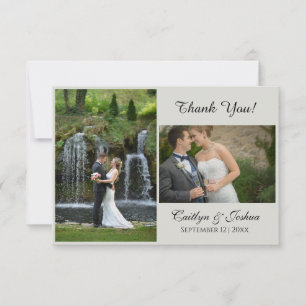 Elegant Script 2 Photo Wedding Thank You Card