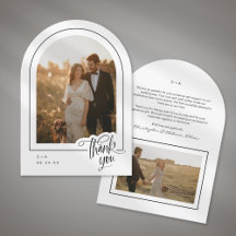 Elegant Script 2 Photo Wedding Thank You Card