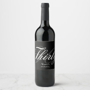 Elegant Script, 30th Birthday Party Wine Label