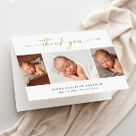 Elegant Script 3 Photo Collage Baby Thank You Card<br><div class="desc">Elegant Script 3 Photo Collage Baby Thank you card. The interior includes a thank you message that you can personalize or remove if you prefer to hand write your thank you. Click the personalize button to customize this design with your photos and details.</div>