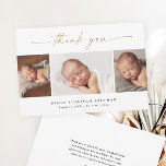 Elegant Script 3 Photo Collage Baby Thank You Card<br><div class="desc">Elegant Script 3 Photo Collage Baby Thank you card. The back includes a thank you message that you can personalize or remove if you prefer to hand write your thank you.</div>