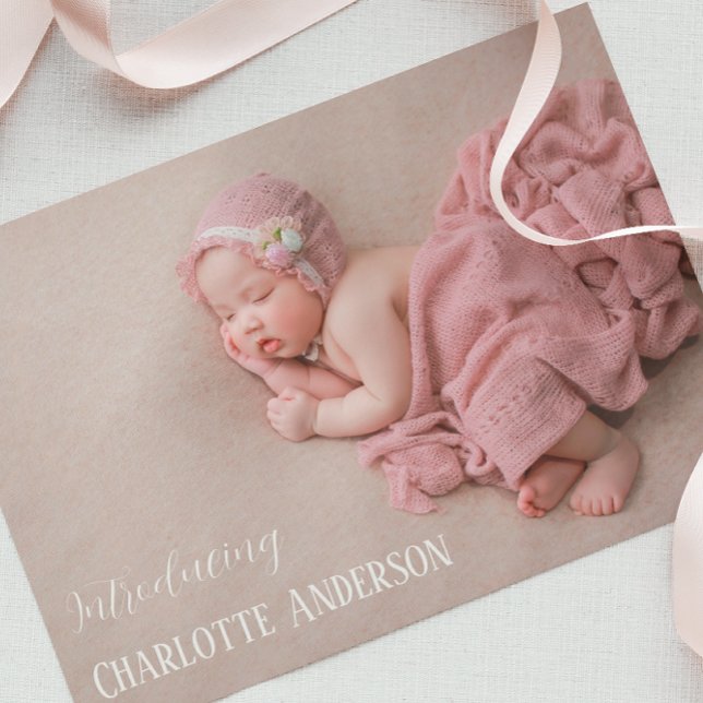 Elegant Script 3 Photo Collage Introducing Birth Announcement (Creator Uploaded)