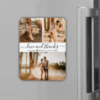 Elegant Script 3 Photo Collage Wedding Thank You M