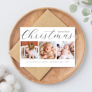 Elegant Script 3 Photo First Christmas Together Holiday Card