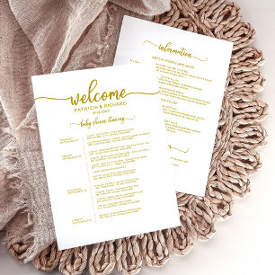 Elegant Script 4 Days Baby Shower Itinerary Card