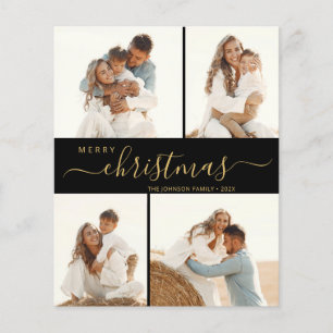 Elegant Script 4 Photo Collage Christmas Flyer