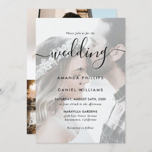 Elegant Script 4 Photo Wedding Invitation