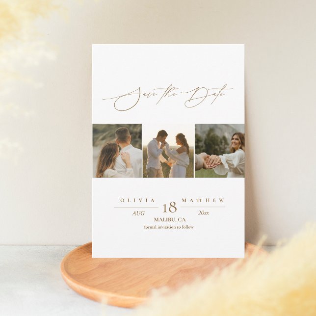  Elegant Script 4 Photo Wedding Save the Dates  Date (Creator Uploaded)