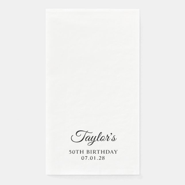 Elegant Script 50th Birthday Napkin (Front)
