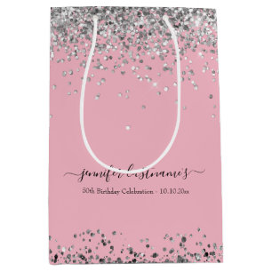 Elegant Script 50th Birthday Party Medium Gift Bag