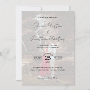 Elegant Script 5 Photos Wedding QR Code RSVP Invitation