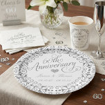 Elegant Script 60th Diamond Wedding Anniversary Paper Plate<br><div class="desc">Celebrate six decades of love with these exquisite paper plates, designed specifically for a 60th Wedding Anniversary. Featuring a timeless, elegant script font and a delicate heart accent, these plates bring a touch of luxury to your dessert table or cocktail hour. The shimmering silver-diamond glitter effect is printed onto high-quality...</div>